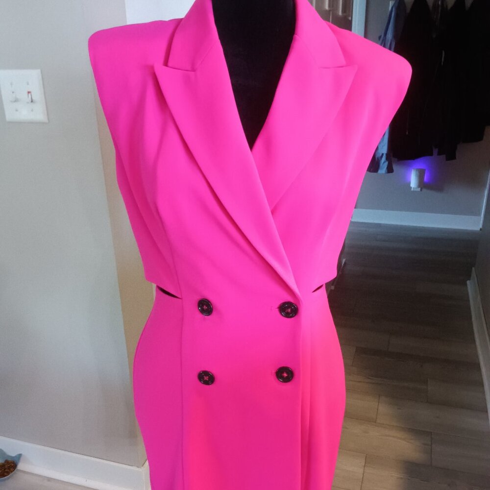 Calvin Klein Hot Pink Double-Breasted Sleeveless Dress